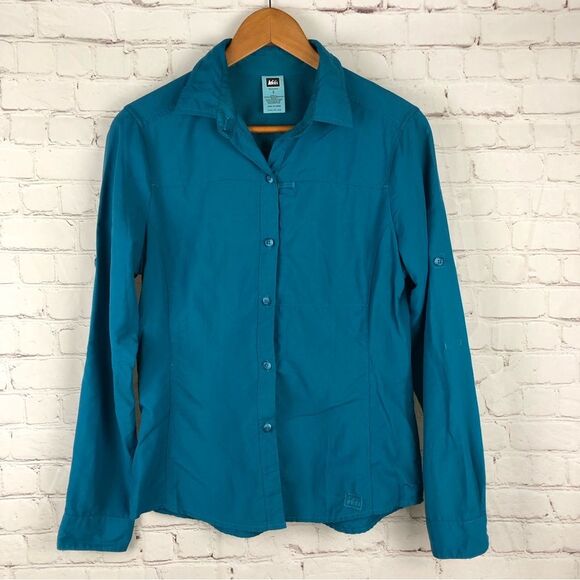 REI Blue Hiking Button Up Women's Sz Small - Picture 1 of 7